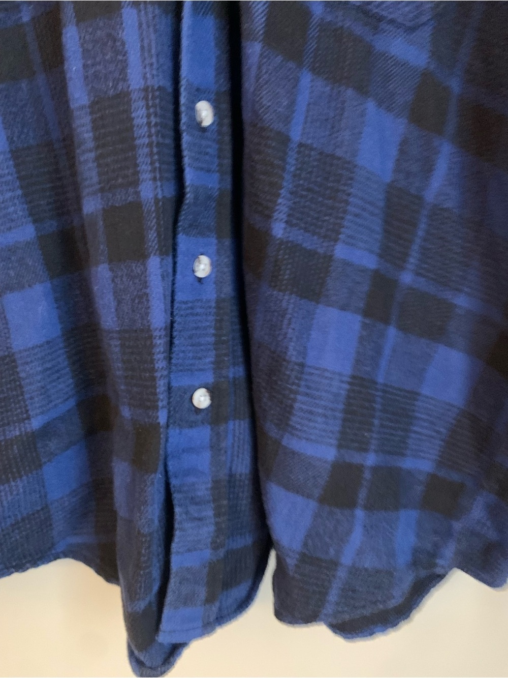Vintage OshKosh Flannel Shirt Mens Blue Black Plaid Button Up 90s Heavyweight - Picture 2 of 6